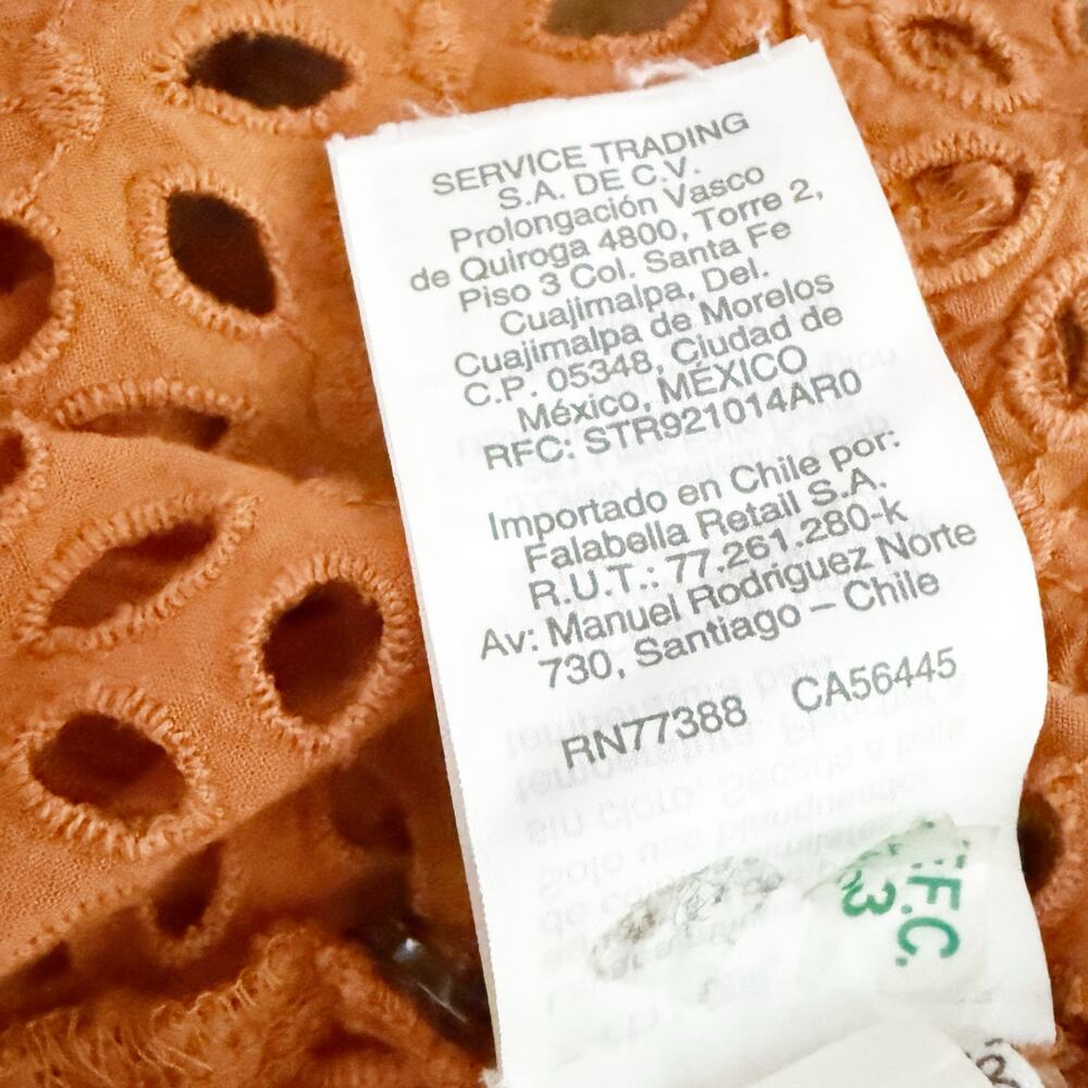 MADEWELL | Eyelet Ruffle-Sleeve Pintuck Mini Dress Orange Mulled Cider | Medium - Picture 9 of 9